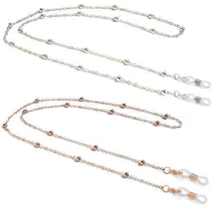 ZMREN 2 Pièces Chaînes de Lunettes Femmes en Métal - Cordon pour Lunettes de Soleil et Vue - Bandeau de Cou et Lanière