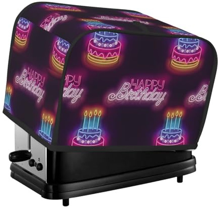 Copertura per tostapane a 2 fette, con scritta Happy Birthday, impermeabile, con tasche, per piccoli elettrodomestici da cucina, protezione dalle impronte digitali, lavabile in lavatrice