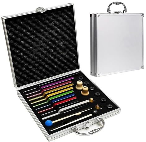 NEWFUN Stimmgabel,Stimmgabel Neurologie,10er Set (174 Hz, 285 Hz, 396 Hz, 417 Hz, 432 Hz, 528 Hz, 639 Hz, 741 Hz, 852 Hz, and 963 Hz), für Klangtherapie Gewichtete Stimmgabel Geeignet Meditation