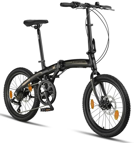 Licorne Bike Phoenix 2D Cross Bicicleta plegable de aluminio de 20 pulgadas, freno de disco, freno de disco, bicicleta plegable para hombre y mujer, 7 marchas, cambio de cadena, bicicleta de ciudad