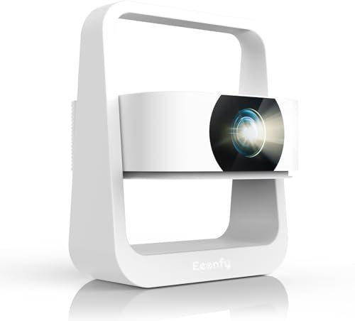 [App Integrata] Eeenfy Proiettore Portatile, Smart Proiettore TV con 500ANSI, App Store,1080P, E-Focus/Keystone, Proiettori WiFi Bluetooth, Videoproiettore 4K per Home Cinema, Venus V1 Pro, Bianco