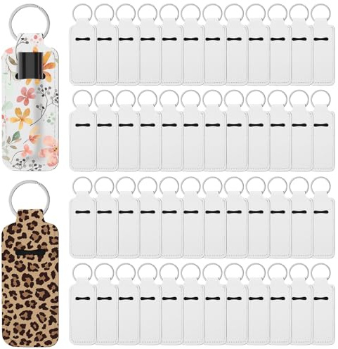50 soportes para pintalabios de sublimación, en blanco, de neopreno, para pintalabios, llavero de viaje para mujer, llavero de bricolaje