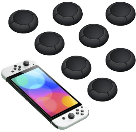 4 Pairs Replacement Button Caps for Switch Joycon,Silicone Joystick Thumb Stick Caps for Nintendo - Switch Thumb Grips - Controller Black Grip Covers - Easy Installation, Enhanced Gaming Experience