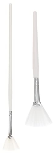 WOONEKY 2pcs Facial Mask Brush Fan Applicator Set with Wooden Handle, Soft Bristle Beauty Salon Tools for Women’s Skincare and DIY Face Mask Application