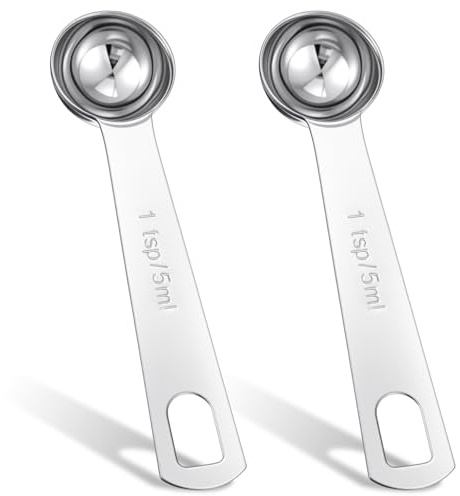 2 cucharadas de 5 ml, cucharas medidoras de acero inoxidable, cucharas medidoras de metal, cuchara de mesa, cucharadita, cuchara medidora, utensilios de cocina para cocinar y hornear