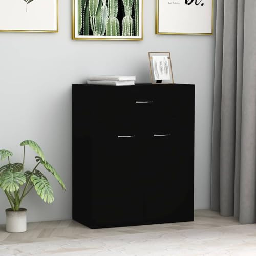 Frdhee Armadio da bar per soggiorno, credenza, nero, 60 x 30 x 75 cm, in legno per corridoio, sala da pranzo, facile da mantenere