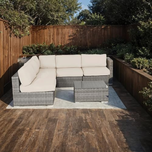 All Weather Rattan 6 Seating Group with Cushions No Assembly Required