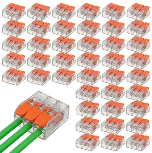 50 Piezas Conectores Eléctricos Rápidos de 3 Vías con Palanca - 0.14-4.0mm²