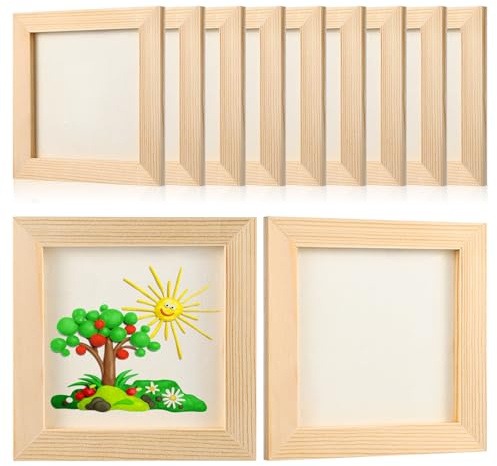 Didiseaon 10 Pack Small Wooden Picture Frames 12 x 12 cm for Crafts | Unfinished Timber, Smooth Edges Suit Paint and Clay Artwork, Square Frames Display Projects, for Home and School Crafts