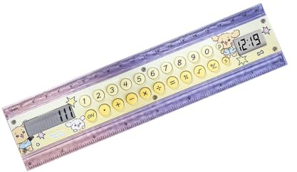 Regla calculadora de escritorio con pantalla de reloj, escala de medición de 15 cm y pantalla de 8 dígitos para escuela y enseñanza, regla recta, calculadora, escritorio de estudio, asistente de