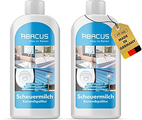 ABACUS® Profi Scheuermilch mit Lotus- & Glanzeffekt, Scheuermittel für Küche & Bad, Reinigungsmilch, Sanitärpolitur, Keramikpolitur, Edelstahlpolitur – Scheuermilch 2x 500 ml (7247)