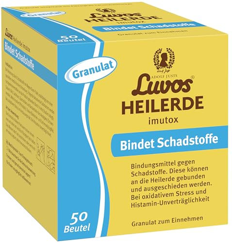 Luvos Heilerde imutox Granulat - Naturheilmittel zur Bindung von Schadstoffen - Bei Beschwerden im Magen-Darm-Trakt, oxidativem Stress und Histaminunverträglichkeit - 50 Beutel