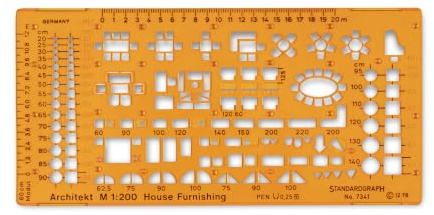 Arkitektmall: Möbelmall, schablon, 1:200 (mall möbler)