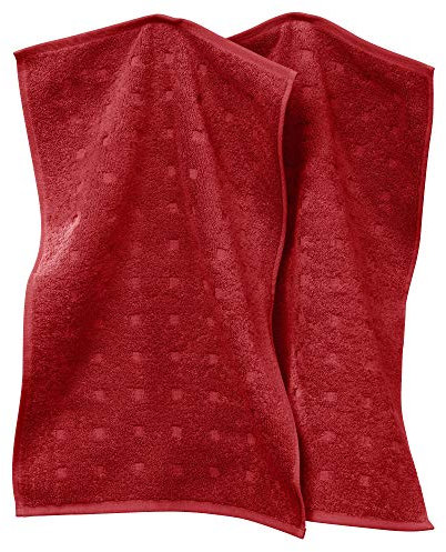 Möve Gästetuch 2er-Pack Quadretti Walk-Frottier rot Größe 30x50 cm