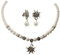 Schmuckset Trachtenkette & Edelweiß-Ohrstecker mit Perle - Damen Trachtenset Perlenkette & Trachtenohrringe, Dirndlkette Strass-Edelweiss für Trachtenbluse, Oktoberfest Dirndl-Schmuck (creme-weiß)