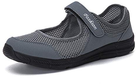 Kimily-UK Dam Platform Tofflor Andningsbart Mode Bekväma Loafers Sport Casual Sommar Sandaler Halkfria Fitness Löpning Sportskor Nät Platform Grå Svart Röd, Mörkgrå, 39 EU