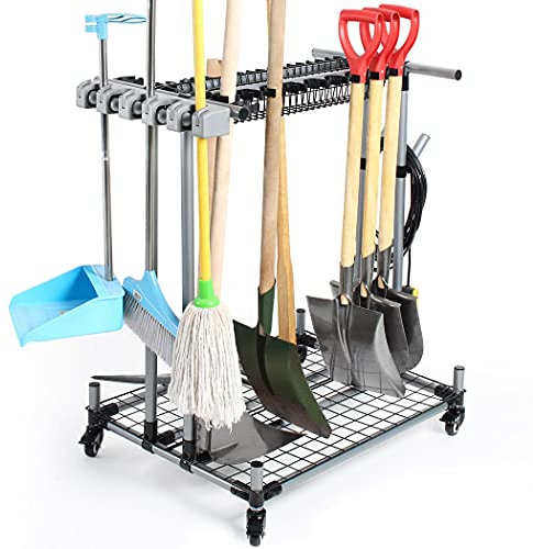 QTJH Mobile Garden Tool Tower Garage Storage Holder tool storage rack, Corner workshop space organizer storing large long tools…