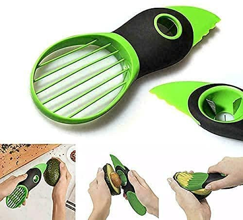HTUK 3 in 1 Avocado Slicer Green Stainless Steel with Non-Slip Handle