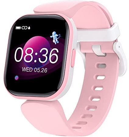 Dwfit Pulsera Actividad Inteligente Reloj Inteligente para Niños Niñas, Impermeable IP68 Deportivo Smartwatch con Podómetro Pulsómetros Monitor de Sueño Contador de Caloría (Pink2)