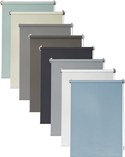 Deco4Me Thermo Verdunklungsrollo ohne Bohren (120 x 160 cm, Hellblau (Blackout)) - lichtundurchlässig & wärmeisolierend - Thermrollo, Abdunkelungsrollo, Klemmrollo Verdunkelung (Stoffbreite 116 cm)