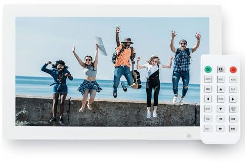 Digitale Bilderrahmen, Digital Photo Frame 22 Zoll 1080P HD Fotoalbum mit Körpererkennung, Unterstützung der Videobildwiedergabe, Musikuhrkalender