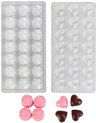 2 stycken transparent pralinform, chokladform, hjärtform pralinform, lämplig för tillverkning av egna praliner och bakverk