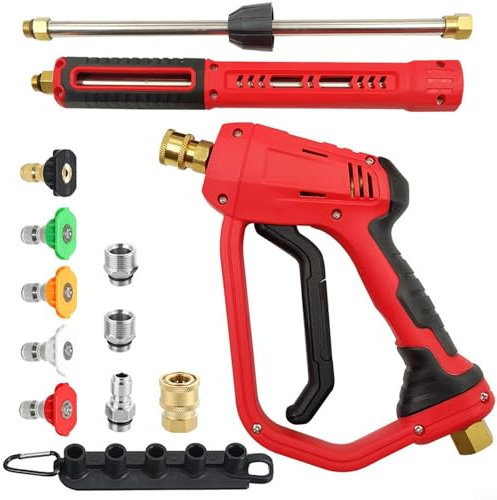 4000PSI Hochdruckreiniger-Pistole mit 5 Düsenspitzen, 91,4 cm, 55,9 cm, 22,9 cm, verstellbarer Verlängerungsstab, Auto-Hochdruckreiniger, Sprühstab, Lanzendüse, Schlauch-Set für Autoreinigung