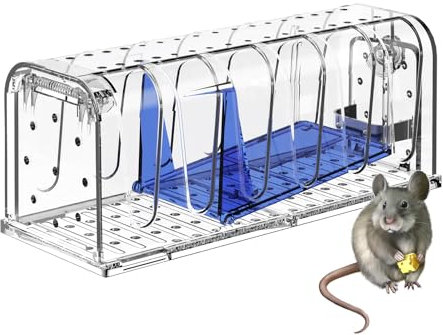 Elezenioc Mausefalle Lebend, Lebendfalle Maus, Innovative Hochsensitive Lebendfalle Maus,Tierfreundliche Hygenische Mäusefalle mit Doppeltüren,Keiner Kontakt mit Mäusen,Quick Release Ausgang