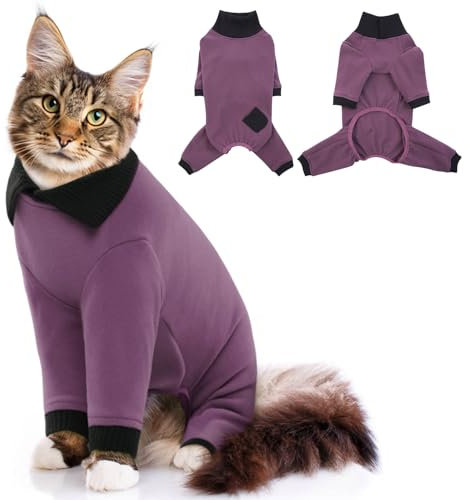 DENTRUN katzenbody Nach Op Katzen Recovery Anzug Kätzchen Haarhaftender Strampler Chirurgische Kegel Alternative Hemden für weibliche nach Operation Haar Verbreitungs Präventions Kleidung Schlafanzug