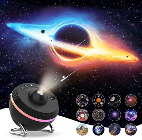 MERTTURM Galaxy Star Projector, 13 in 1 Home Planetarium Night Light with Dynamic Meteor, Space Solar System Ceiling Projector with Timer/Nebula/Moon/RGB Light for Adult Kid Gift Room Decor