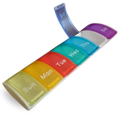 Coreint Pill Box, 7 Day Portable Pill Organiser,Weekly Organizer to Hold Vitamins,Pill Boxes 7 Day Pill Organiser for Cod Liver Oil, Supplements, Medication Travel Work,Gift for Parents (Multicolor)