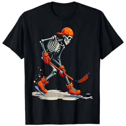Skeleton Ice Hockey Halloween Costume Sport Men Boys Kids T-Shirt