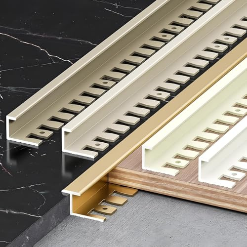 Raouoae Perfil De Borde Flexible para Baldosas Y Escaleras, 135cm, 2 Piezas, Aluminio Anodizado, Borde De Escalera Y Piso, Acabado Baldosas Flexibles(Beige,C-TYP_Hoch: 18.5MM)