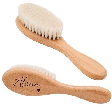 wunderwunsch® - haarbürste, Haarbürste Baby, Baby Kamm, Personalisierte Bürste (Name + Herz), Kinder Geschenk Mädchen