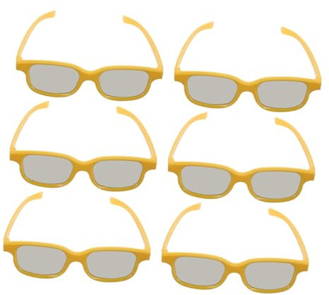 ERINGOGO Lot De 6 Lunettes 3D pour Enfants - Lunettes 3D Jaunes - Lunettes Stéréoscopiques pour Jeux