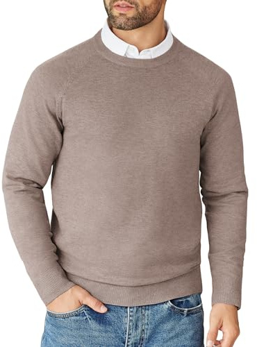 COOFANDY Sudadera de Hombre con Cuello Redondo, Jersey de Manga Larga, Casual, con Logo, para Trabajo de Verano, Business, Camel XXL