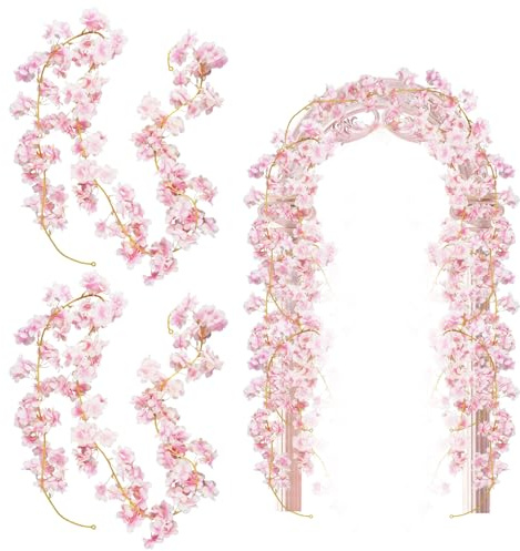2 Pezzi Fiore Appeso Vite Ghirlande di Falso, 180cm Simulazione di Fiori di Ciliegio, Vite Ghirlande Home Decorazioni Di Nozze, vite Artificiale Di Fiori Di Ciliegio,Per Matrimoni Feste Giardini Decor