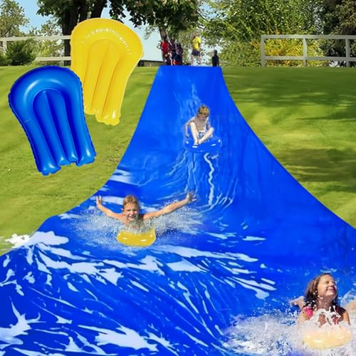 Lanathel 40 Ft Water Slide with 2 Inflatable Boards & Stakes, Heavy Duty Extra Long Lawn Water Slides for Kids Adults Backyard, Slip Water Slide for Summer Outdoor Water Fun (40 Ft x 7.2 Ft)
