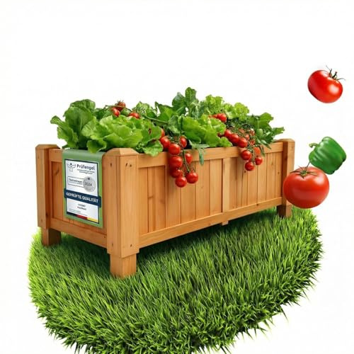 Coemo Beet Holz 90 × 40 × 30 cm – Stabiler Blumenkasten – Kräuterbeet & Pflanztrog für Balkon, Terrasse & Garten – inkl. Pflanzvlies – Pflanzkasten aus Massivholz