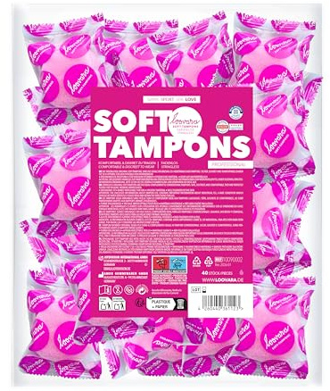 LOOVARA Soft Tampons PROFESSIONAL – 40 pièces, doux et confortables sans fil de retrait, Taille plus grande pour un maintien sûr et stable
