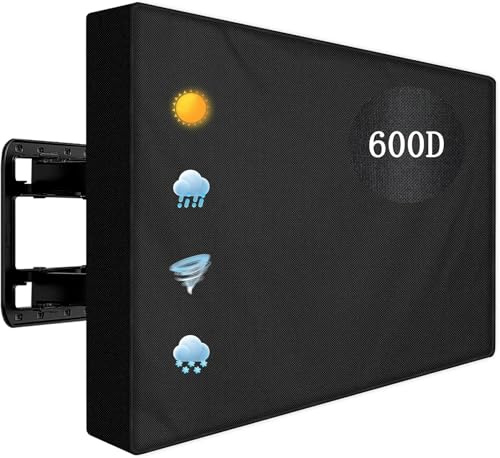 Outdoor TV Cover 46 to 48 inch Weatherproof,600D Waterproof Full Protection TV Outdoor Covers for Outside Flat Screen TV, Black, Cover Size 46.5''W x 29''H x 5D, Fit for Standard Mounts and Stands