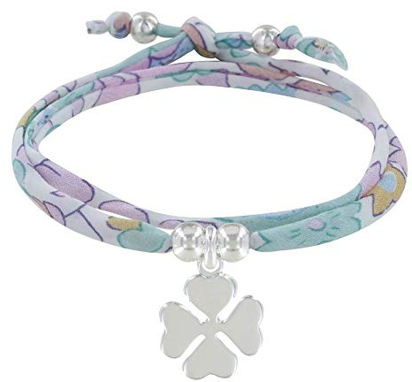 LES POULETTES BIJOUX - Bracciale Doppio Giro Collegamenti liberty e Trifoglio Argento 925 - Classics - Chiaro Cielo Blu