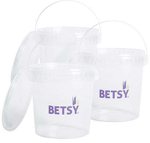 1 litre paint kettle with lids/PACK OF 3 - Betsy Group buckets, Mixing pots, Paint kettle with lids, storage containers, clear tubs, empty pots, Betsy mate refill pots, 1 Litre clear pots