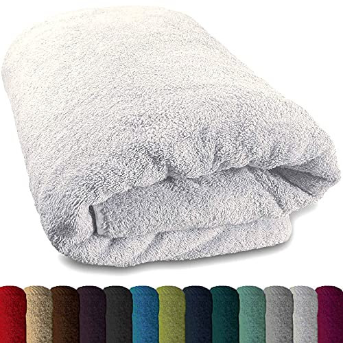 Lanudo® Pure Luxus Line XXL Saunahandtuch mit Bordüre 80x200-100% Baumwolle Frottee Handtücher weiß - Badetuch Badehandtuch Strandtuch groß - großes Saunatuch Damen Herren Badetücher Sauna Handtuch