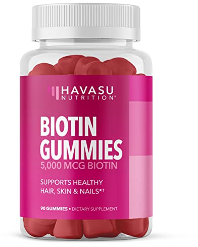5000mcg Biotin Gummies for Hair, Skin and Nails - Vegan Supplement for Women and Men - GLP-1 Nutritional Support to Promote Lucious Locks and Radiant Skin - Vitamin B7 - Strawberry Flavor, 90 Count