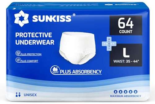 SUNKISS TrustPlus Inkontinenz Pants für Erwachsene, Saugfähige Windelhosen mit Elastischen Bündchen für Männer und Frauen, Diskreter Auslaufschutz bei Blasenschwäche, Größe L, 64 Stück