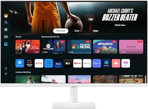 Samsung M70D Smart Monitor, 32 Zoll, 4K AI Upscaling, UHD, 60 Hz, Streaming-Monitor mit Entertainment und Gaming Hub, Bildschirm mit Lautsprechern, Smart TV Apps mit Fernbedienung, LS32DM703UUXEN