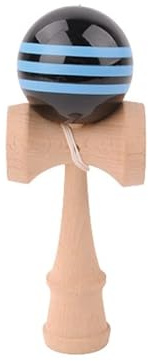 Kendama en bois de Hêtre boule 6 cm noire bande bleue