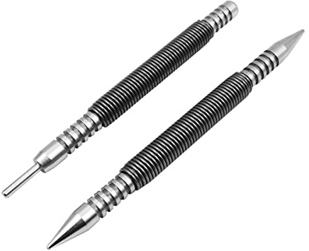 VOANZO Juego de 2 piezas de clavador de doble cabeza y punzón de pasador de bisagra sin martillo de 1/32″ y 1/16″ con fuerza de golpe de resorte para clavos, herramienta de extracción de pasadores de