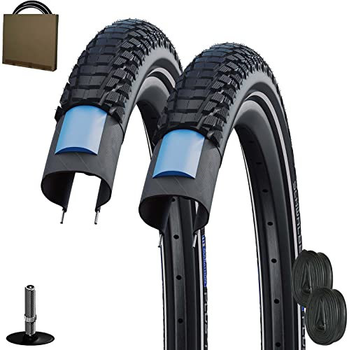 Schwalbe Marathon Plus Tour Reifen 28x2.00 | 50-622 HS619 Reflex Unplattbar mit AV Schlauch [ Set 2 Stück ]